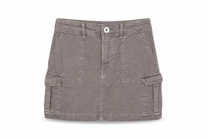Bershka Women's Grey Cargo Twill Short Skirt XS