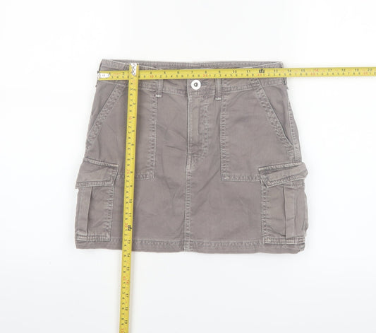 Bershka Women's Grey Cargo Twill Short Skirt XS