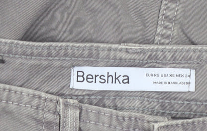 Bershka Women's Grey Cargo Twill Short Skirt XS