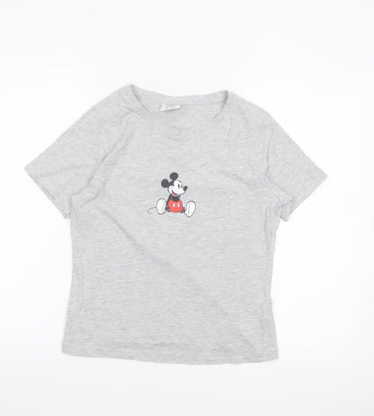 Primark Disney Women's Grey Mickey Mouse T-Shirt Size 12 Short Sleeve