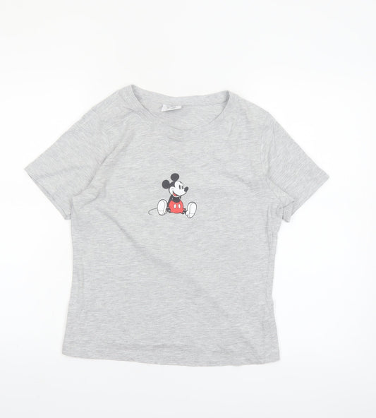 Primark Disney Women's Grey Mickey Mouse T-Shirt Size 12 Short Sleeve