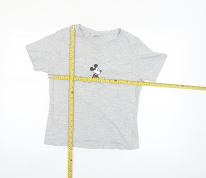 Primark Disney Women's Grey Mickey Mouse T-Shirt Size 12 Short Sleeve