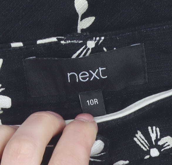Next Womens Black Floral Slim Trousers Size 10 Regular