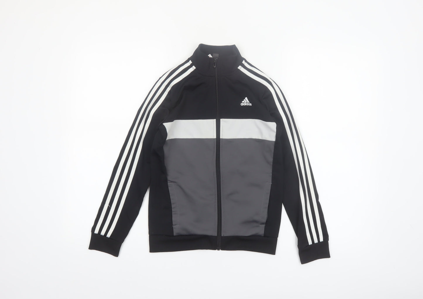 adidas Boys Black 9-10 Years Colourblock Full Zip Track Jacket
