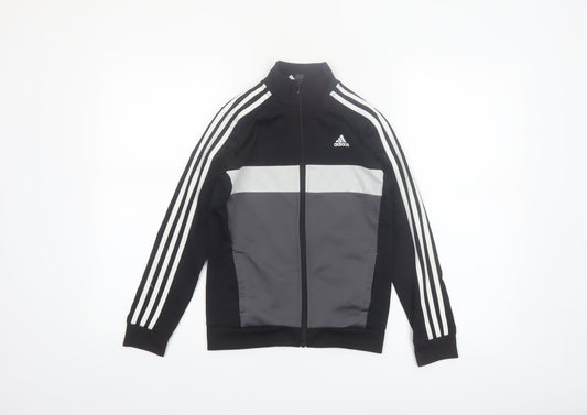 adidas Boys Black 9-10 Years Colourblock Full Zip Track Jacket