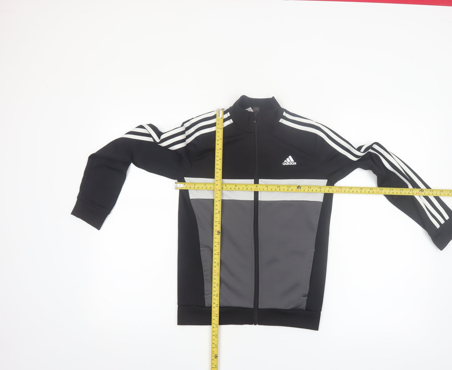 adidas Boys Black 9-10 Years Colourblock Full Zip Track Jacket