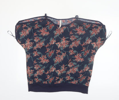 Stella Morgan Women's Blue Floral Short Sleeve Blouse Size 12