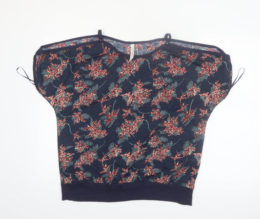 Stella Morgan Women's Blue Floral Short Sleeve Blouse Size 12