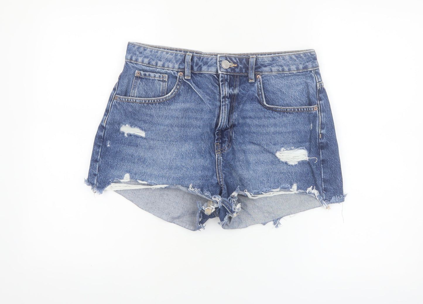 Primark Women’s Blue Distressed Denim Cut-Off Shorts Size 12