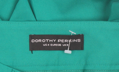 Dorothy Perkins Women Green Cropped Slim Trousers Size 8