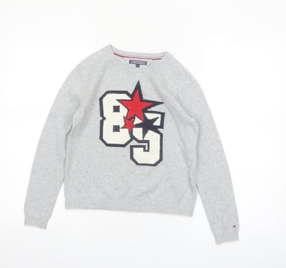 Tommy Hilfiger Boys Grey Graphic Knit Jumper Size 140 (10 Years)