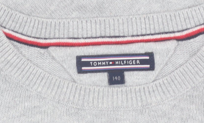 Tommy Hilfiger Boys Grey Graphic Knit Jumper Size 140 (10 Years)