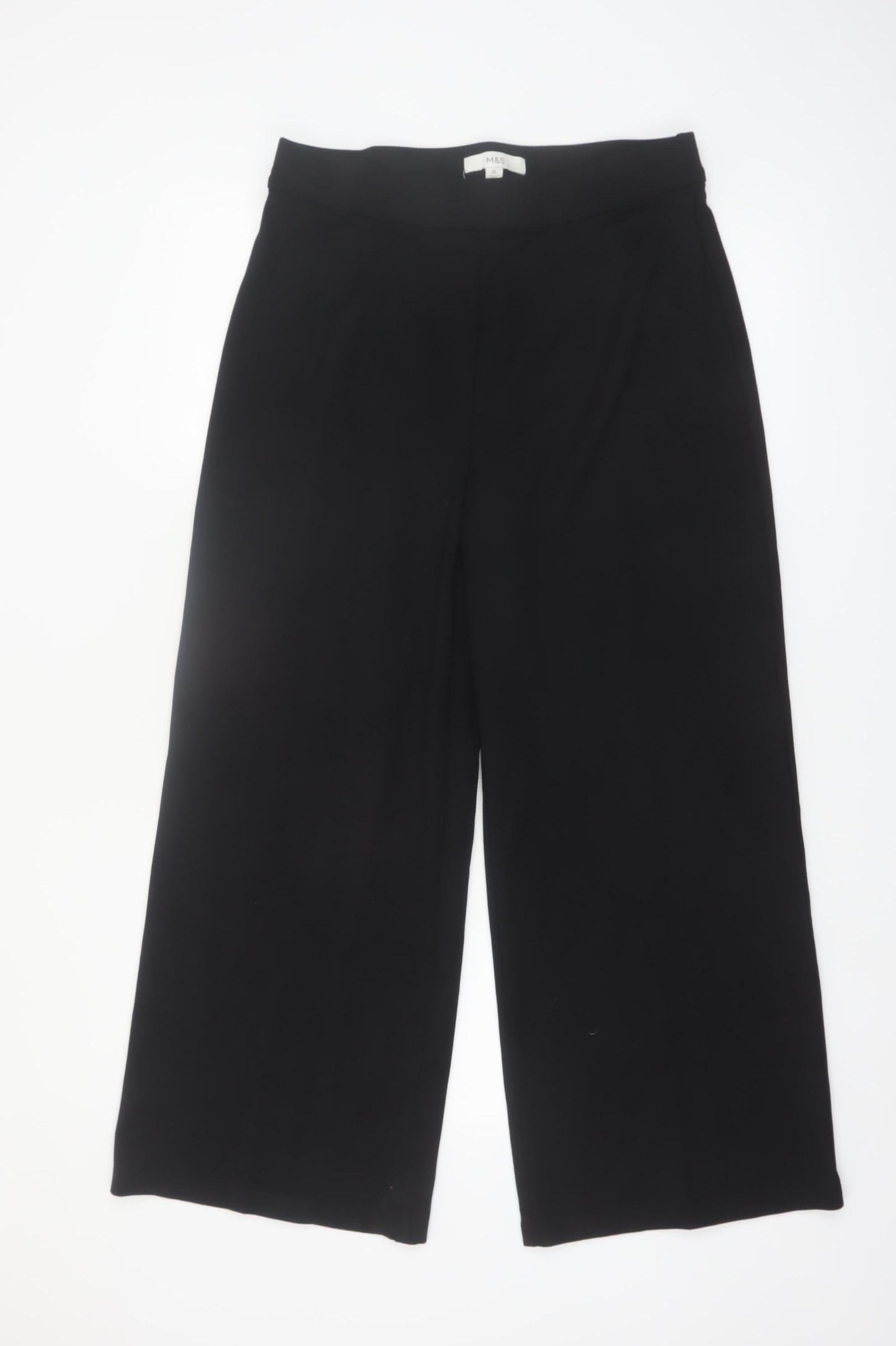 Marks and Spencer Womens Black Size 14 Wide-Leg Trousers