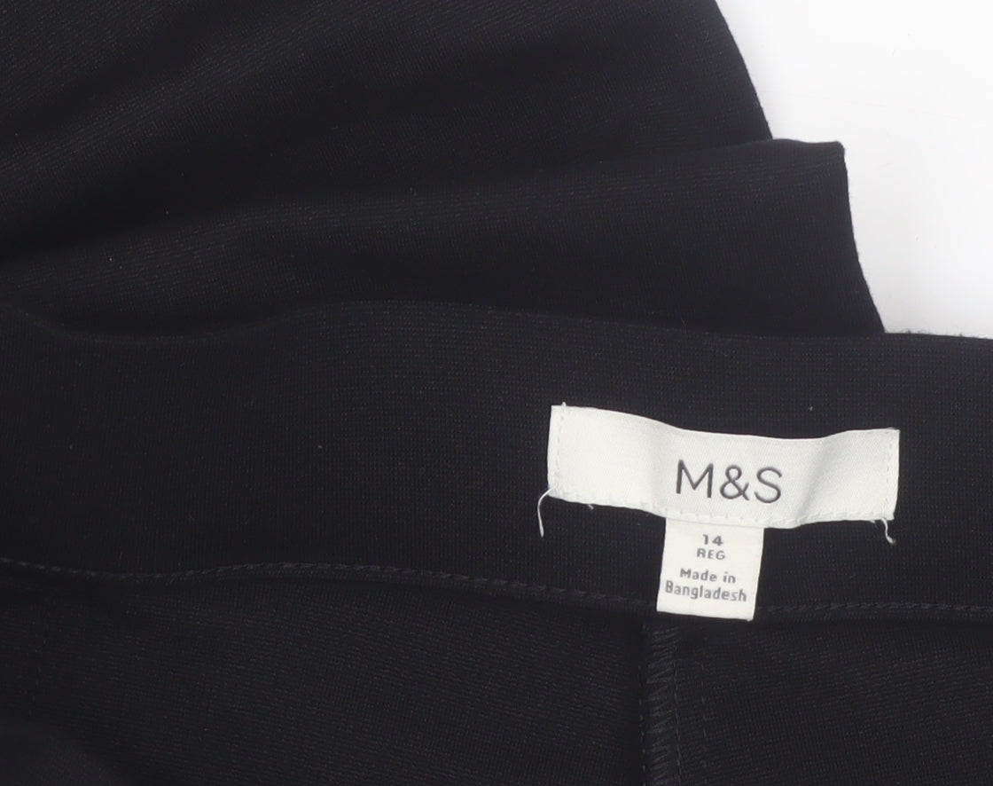 Marks and Spencer Womens Black Size 14 Wide-Leg Trousers