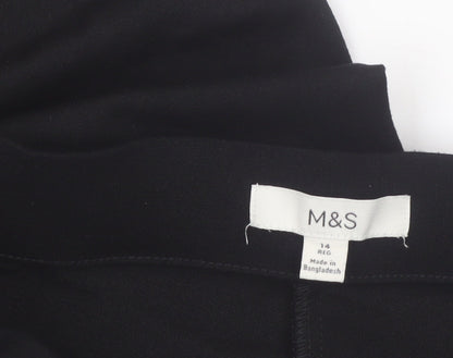Marks and Spencer Womens Black Size 14 Wide-Leg Trousers