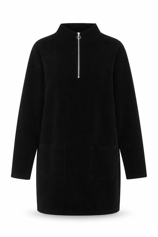 Very Women’s Black Corduroy Zip Neck Shift Dress Size 14