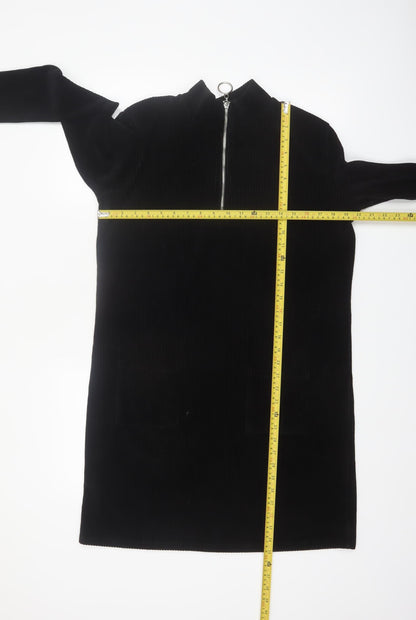 Very Women’s Black Corduroy Zip Neck Shift Dress Size 14