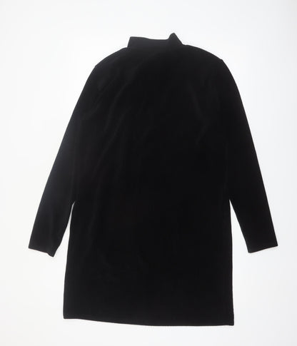 Very Women’s Black Corduroy Zip Neck Shift Dress Size 14