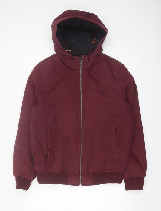 Element Men’s Red Hooded Bomber Jacket M Wind Resistant Lined