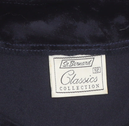 St Bernard Women's Blue Velvet A-Line Short Sleeve Dress Size 12