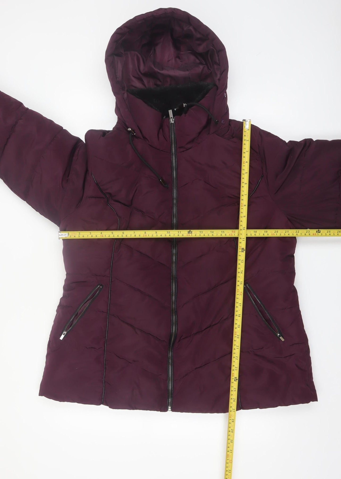Yours Clothing Women’s Purple Hooded Puffer Jacket Size 16