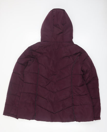 Yours Clothing Women’s Purple Hooded Puffer Jacket Size 16