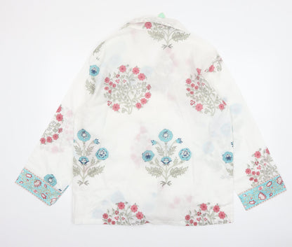 Powell Craft Womens White Floral Cotton Pyjama Top M