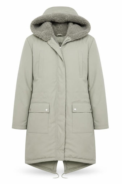 ASOS DESIGN Women’s Green Hooded Parka Coat Size 8 Long Lined