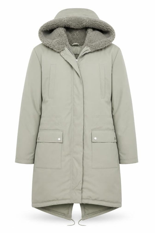 ASOS DESIGN Women’s Green Hooded Parka Coat Size 8 Long Lined