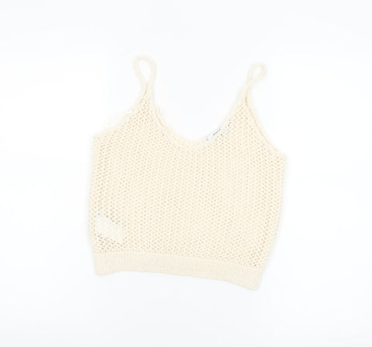 Mango Women’s Ivory Knit Camisole Tank Top Size 8