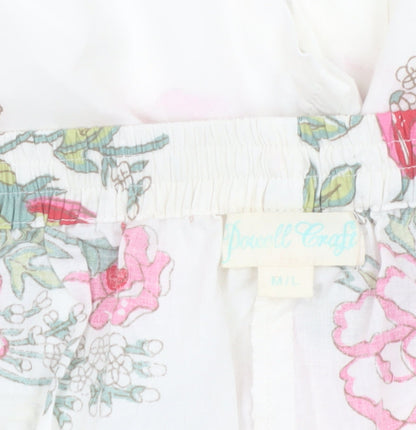 Powell Craft Women's White Floral Cotton Pyjama Pants M