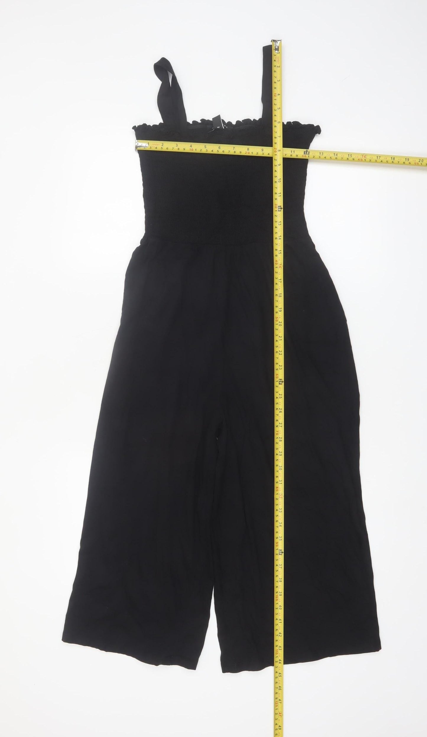 New Look Petite Women's Black Cotton Jumpsuit Size 10 Wide-Leg