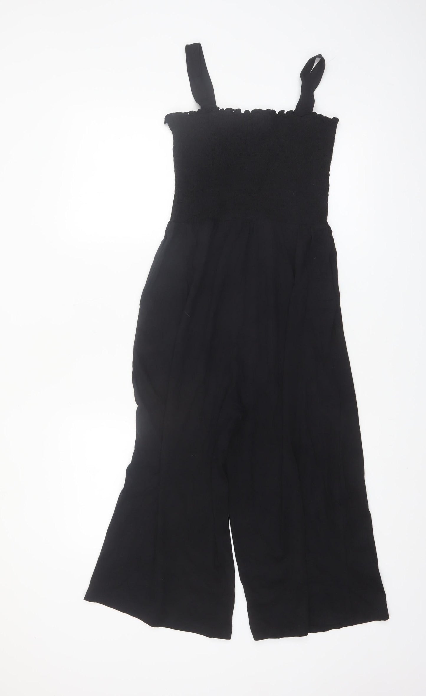New Look Petite Women's Black Cotton Jumpsuit Size 10 Wide-Leg