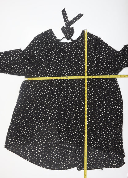 Blue Vanilla Women Black Polka Dot Tunic Blouse Size 28