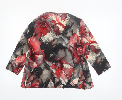 Text Womens Multicoloured Floral Wrap Blouse M 3/4 Sleeve