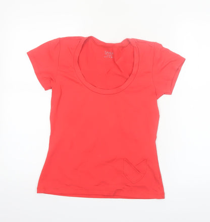 Savida Women's Red Slim Fit Short Sleeve Scoop Neck T-Shirt Size 14