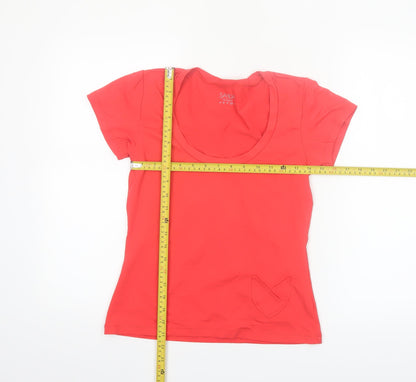 Savida Women's Red Slim Fit Short Sleeve Scoop Neck T-Shirt Size 14