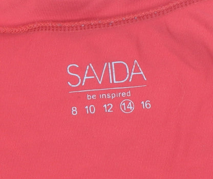 Savida Women's Red Slim Fit Short Sleeve Scoop Neck T-Shirt Size 14