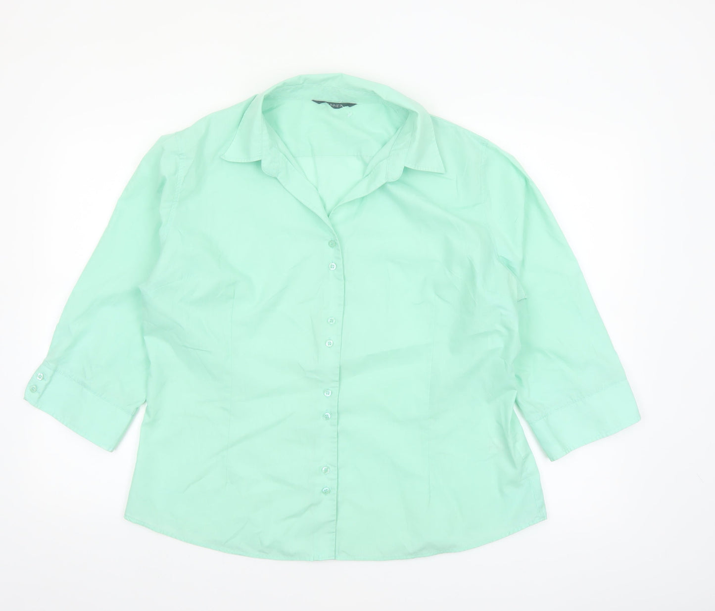 Dunnes Women’s Green Button-Up 3/4 Sleeve Shirt Size 20