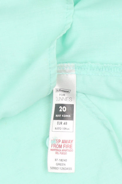 Dunnes Women’s Green Button-Up 3/4 Sleeve Shirt Size 20