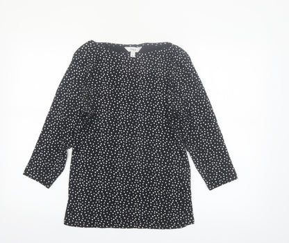 Marks and Spencer Womens Black Polka Dot Cotton Tunic Blouse Size 12