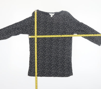 Marks and Spencer Womens Black Polka Dot Cotton Tunic Blouse Size 12