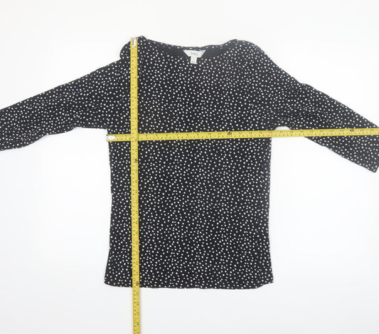 Marks and Spencer Womens Black Polka Dot Cotton Tunic Blouse Size 12