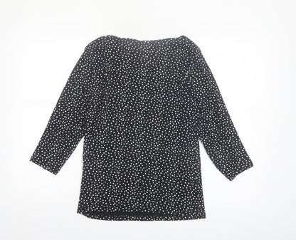 Marks and Spencer Womens Black Polka Dot Cotton Tunic Blouse Size 12
