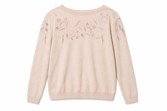 Wallis Women Pink Floral Embroidered Knit Pullover Jumper UK 12