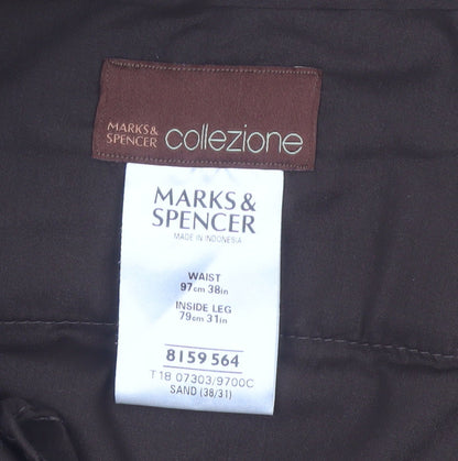 Marks and Spencer Men’s Beige Chino Trousers 38W 31L Cotton Cashmere