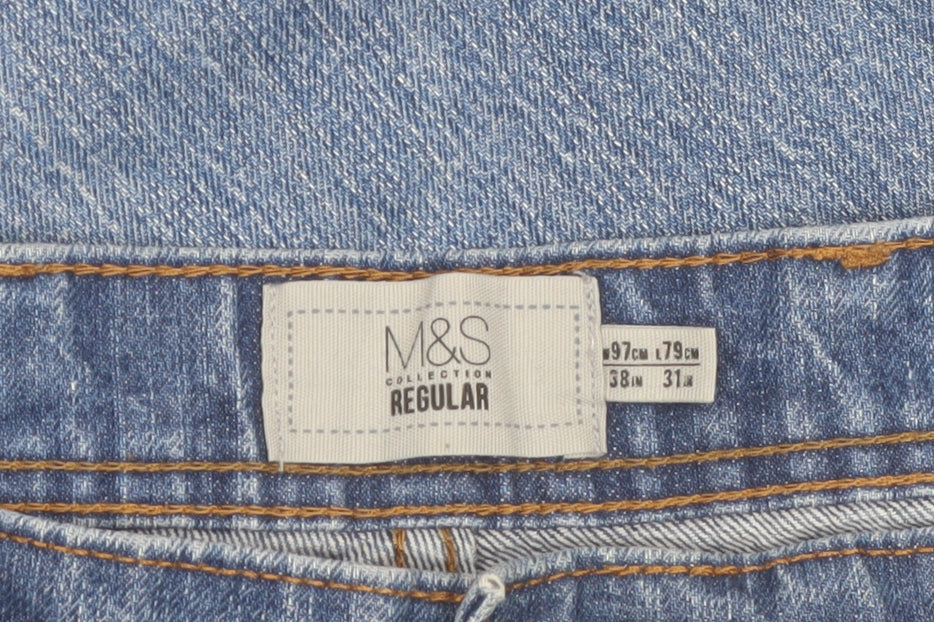 Marks and Spencer Men's Blue Regular Fit Straight Leg Denim Jeans 38W 31L