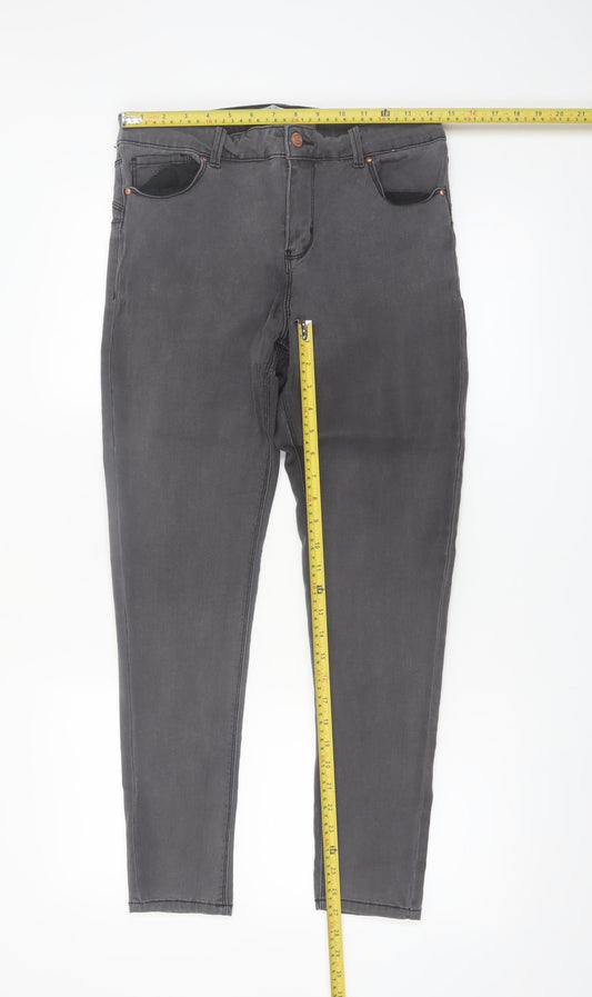Denim Co Womens Grey Skinny Jeans Size 16 High Rise Stretch Denim