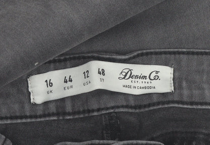 Denim Co Womens Grey Skinny Jeans Size 16 High Rise Stretch Denim
