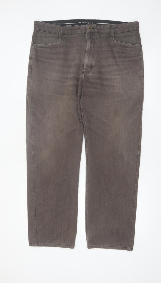 Marks and Spencer Men's Brown Straight Denim Jeans 38W 31L Regular Fit